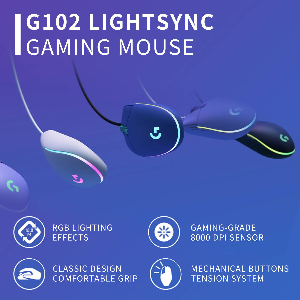 Logitech G102 Wired Gaming Mou - огляд і ціна Logitech Mouse G203